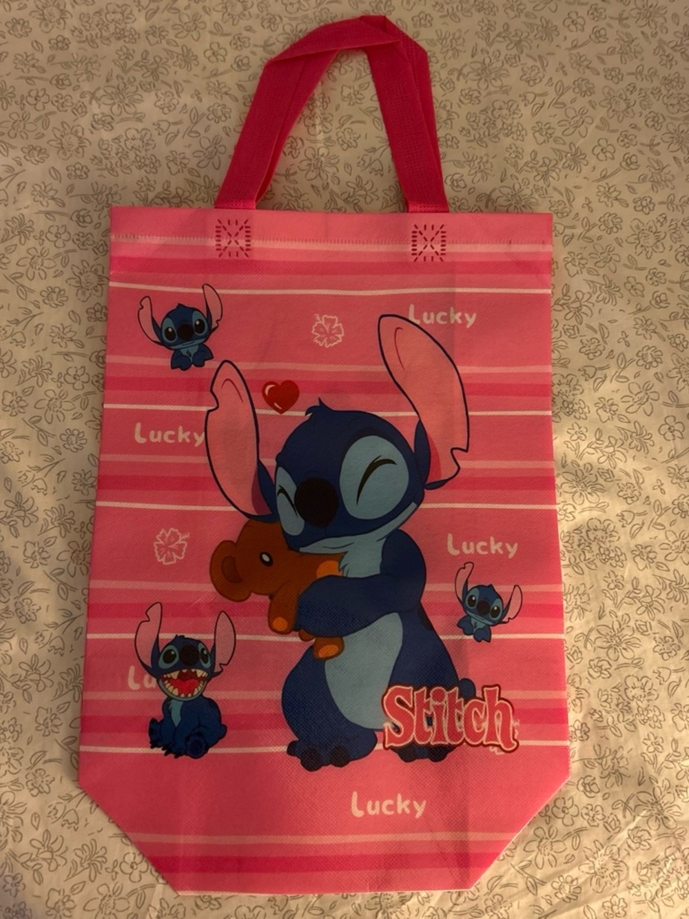 Disney Pink Stitch Tote Bag with Character Art